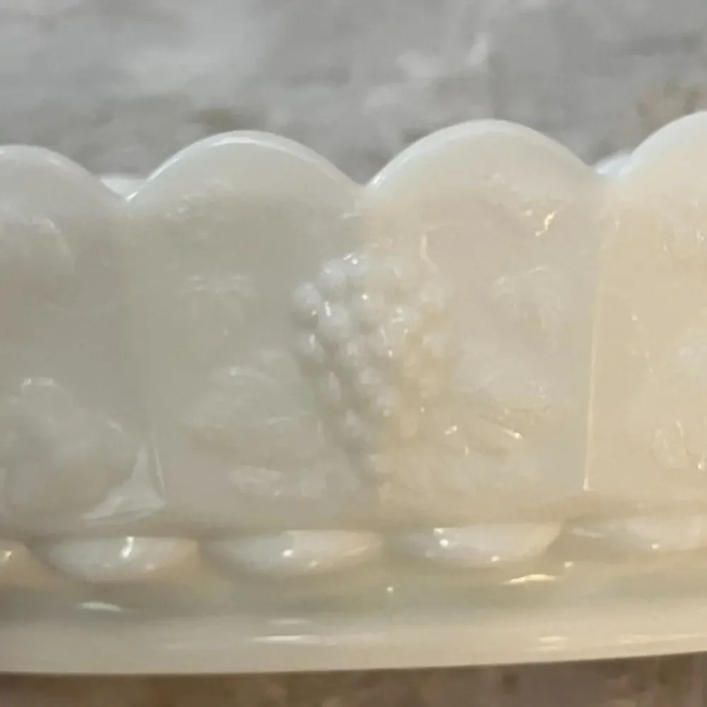 Westmoreland Milk Glass White Paneled Grape Candy Nut Dish 6.5 in